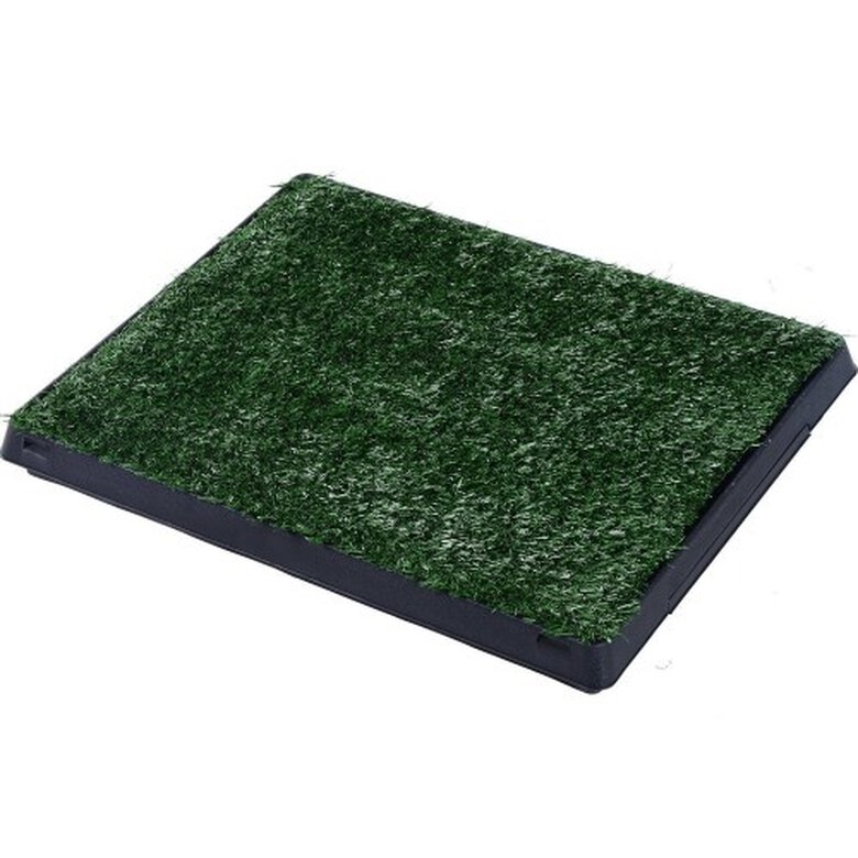 Pawhut inodoro con cajón efecto hierba negro y verde para perros, , large image number null