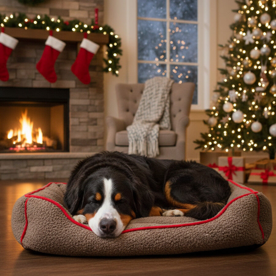 Wonder Christmas Cama Navide&ntilde;a Marr&oacute;n y Roja para perros, , large Imagen numero 3