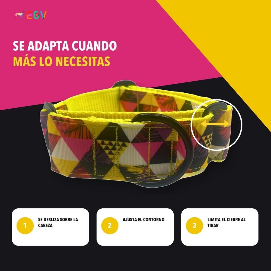 EGV - Collar Martingale 4 cm ancho, Collar galgo hecho a mano en Espa&ntilde;a (Triangulos), , large Imagen numero 3