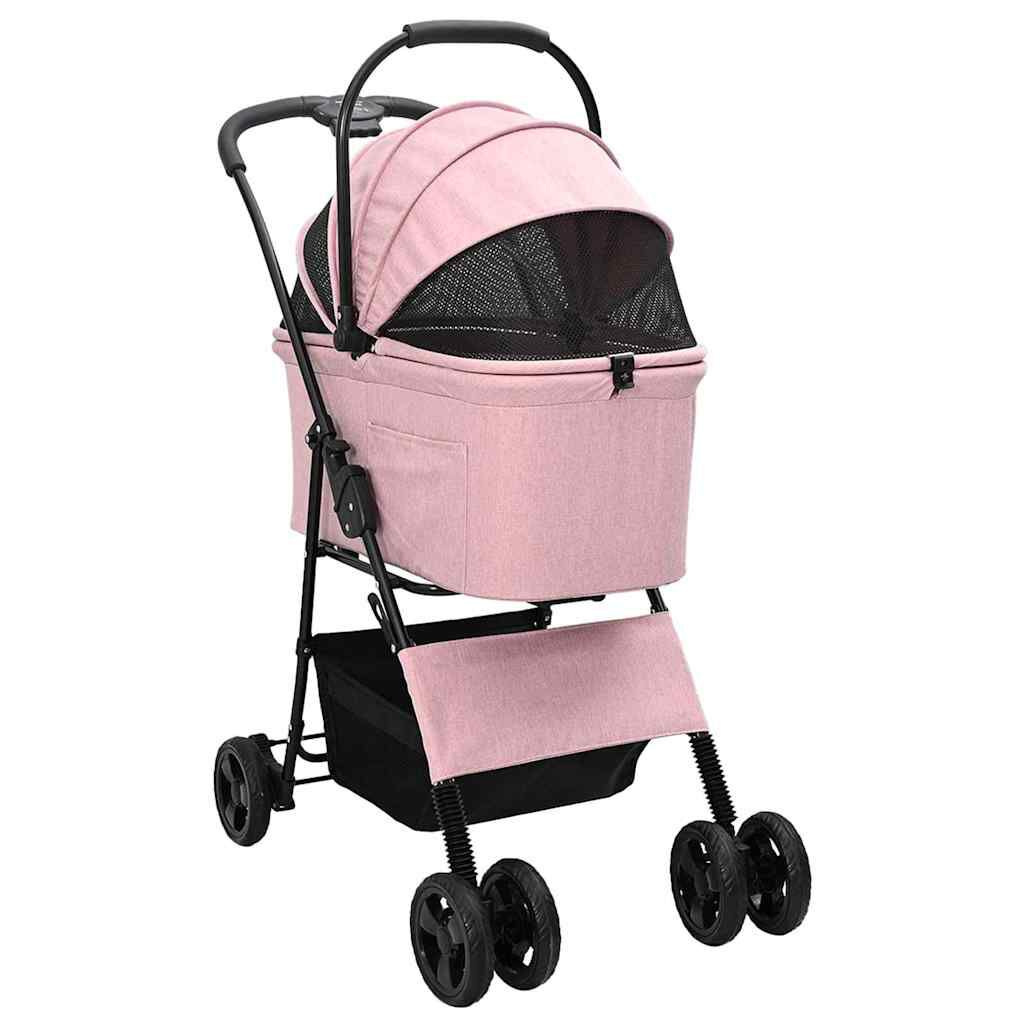 vidaXL Carrito Plegable para Mascotas Ajustable Rosa 78 x 54 x 101 cm, , large Imagen numero 8