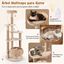 COSTWAY Árbol para Gatos, Torre de Totora de 164 CM con Postes de Rascado de Yute, Percha, Cama de Cesta, Bolas, Cojines Lavables, Centro de Actividades para Gatos de 6 Capas, Mueble de Escalada para Gatos, , large indicador imagen numero 5