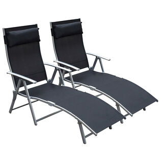 Outsunny Tumbonas Plegables Negro para jardin
