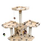 Rascador poste y 2 casas para gatos color Beige Huellas, , large image number null