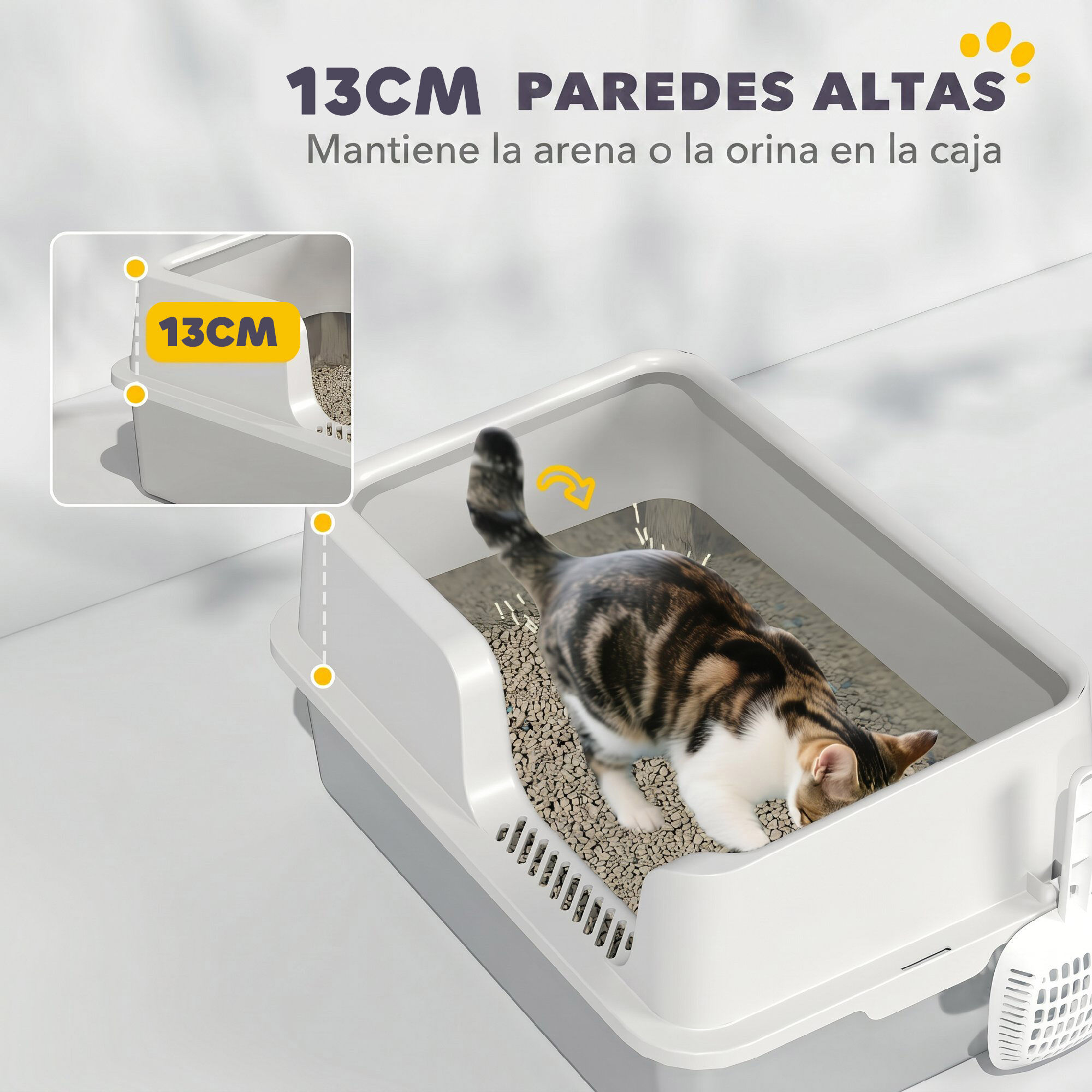 PawHut Arenero para Gato Gris Claro, , large Imagen numero 4