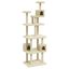 Vidaxl rascador árbol 6 plantas con 3 casas crema para gatos, , large indicador imagen numero 1