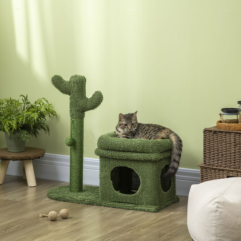 PawHut Árbol Rascador para Gatos Diseño de Cactus verde thumbnail