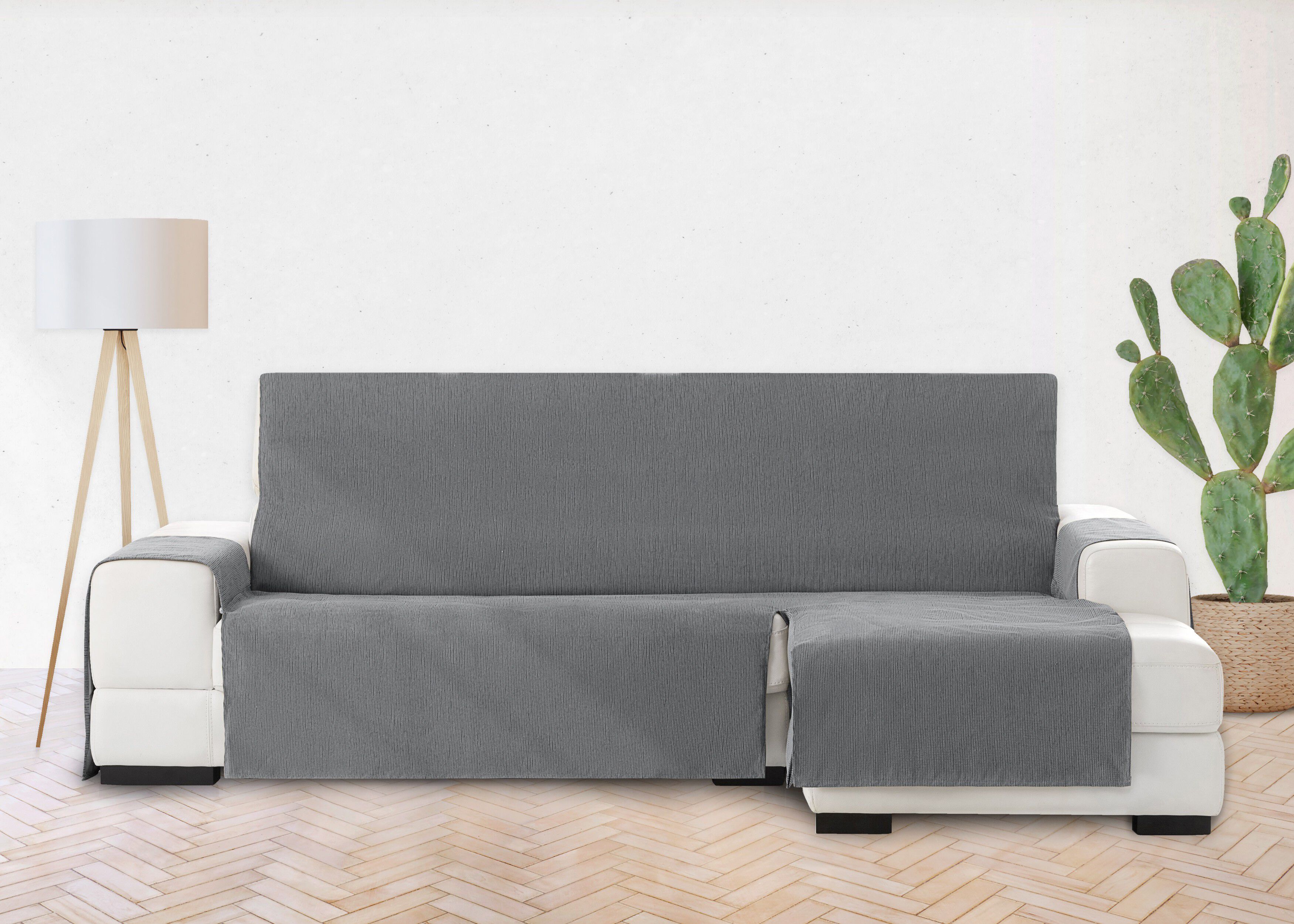 Vipalia Protector Funda Chaise Longue Lisa. Cubresofa Chenilla. Dise&ntilde;o Elite. Color Gris. Chaise Largo Derecha, , large Imagen numero 3