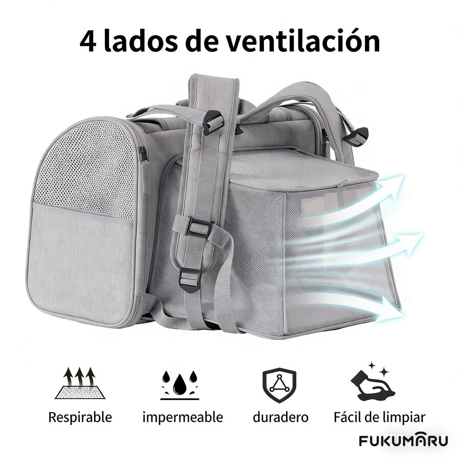 Fukumaru Mochila de Viaje Extensible para Mascotas &ndash; Transport&iacute;n Apto para Avi&oacute;n, C&oacute;modo, Plegable y Transpirable, , large Imagen numero 4