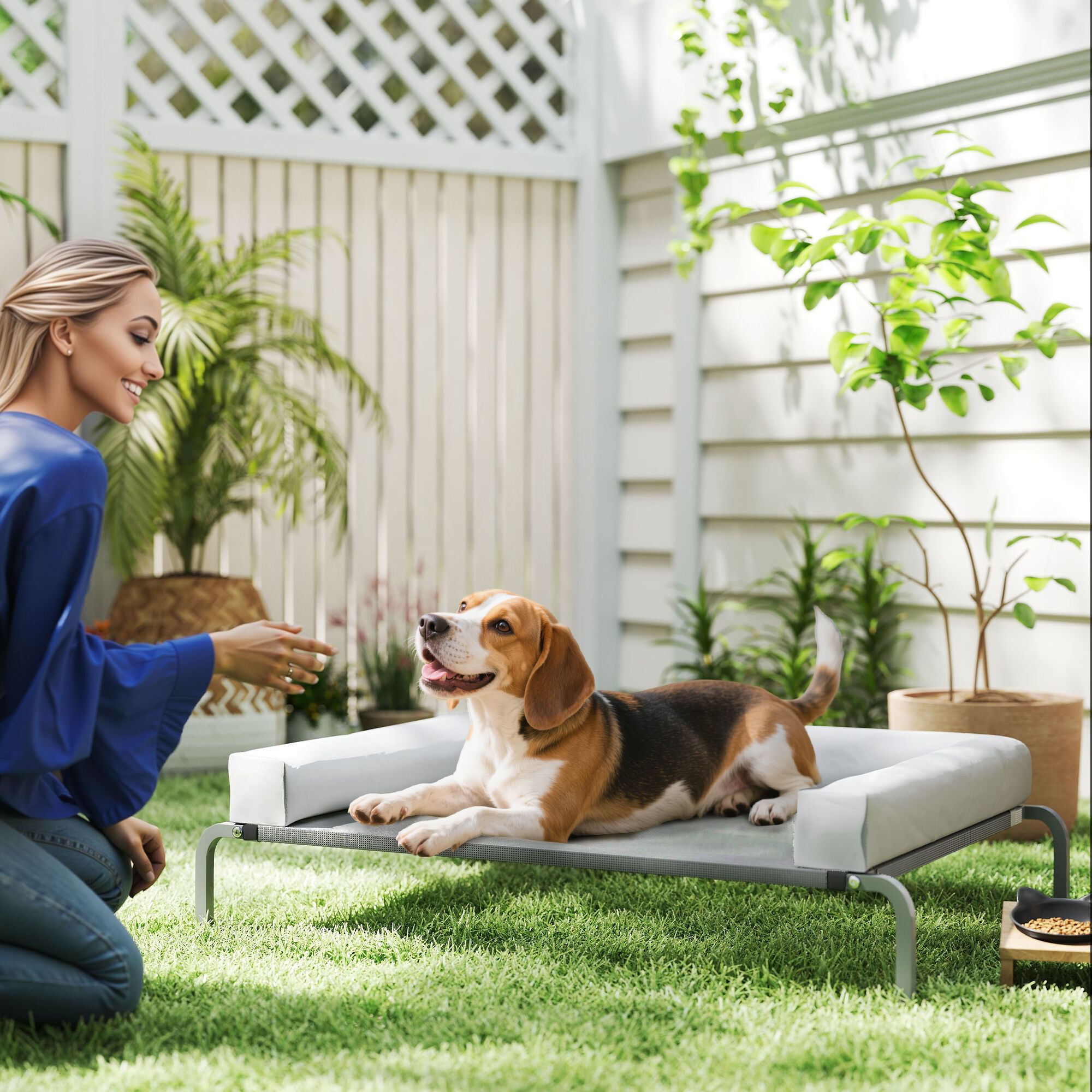 PawHut Cama Elevada Gris Perros thumbnail