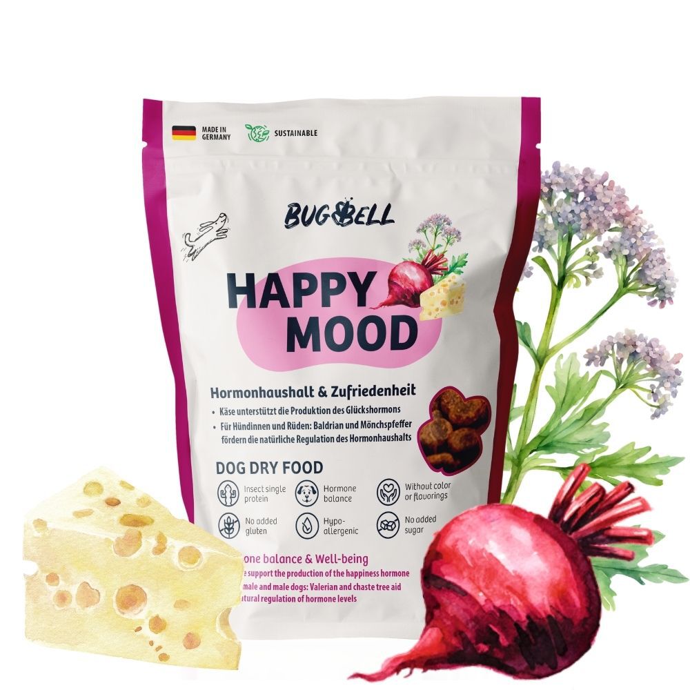 BugBell HappyMood Pienso 5x800 g &ndash; Hipoalerg&eacute;nico, sin cereales, con prote&iacute;na de insecto, remolacha, vitex, valeriana y L-tript&oacute;fano, , large Imagen numero 1