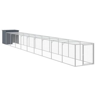 vidaXL Gallinero con corral acero galvanizado gris para gallina