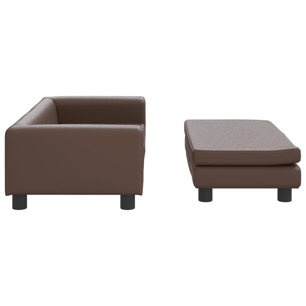 vidaXL Cama de perros con extensi&oacute;n cuero sint&eacute;tico marr&oacute;n 100x50x30cm, , large Imagen numero 3