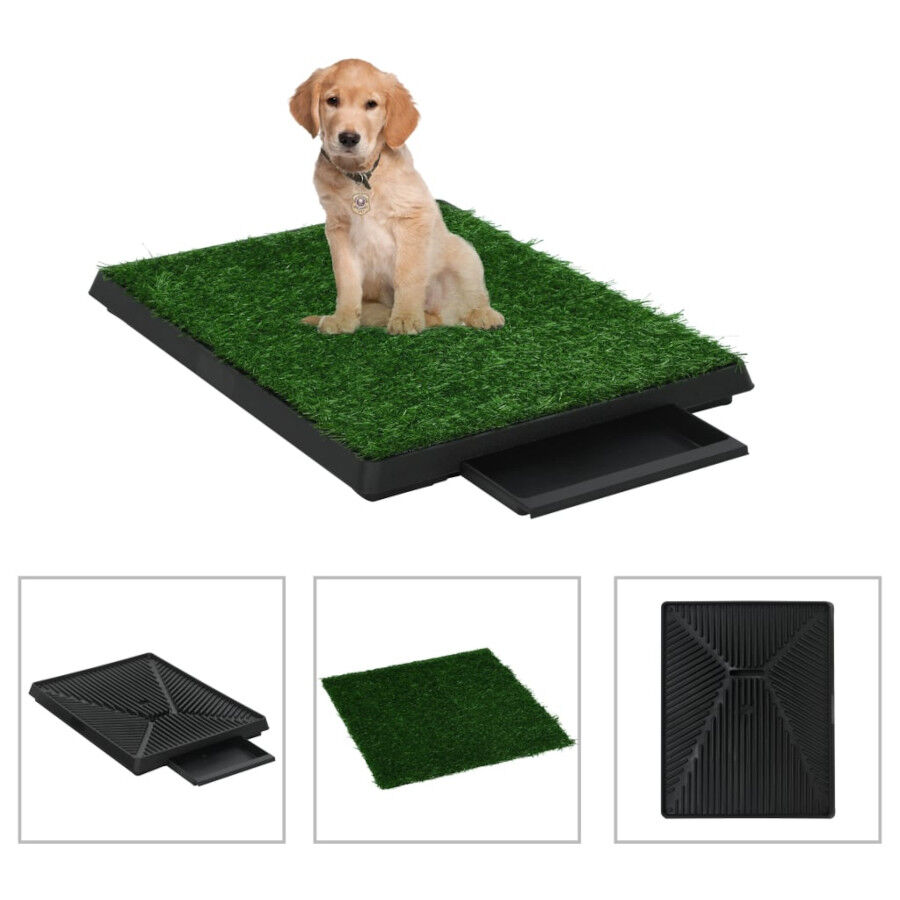 VidaXL Inodoro Mascotas con Bandeja Césped Artificial Orinal para Perros Verde thumbnail