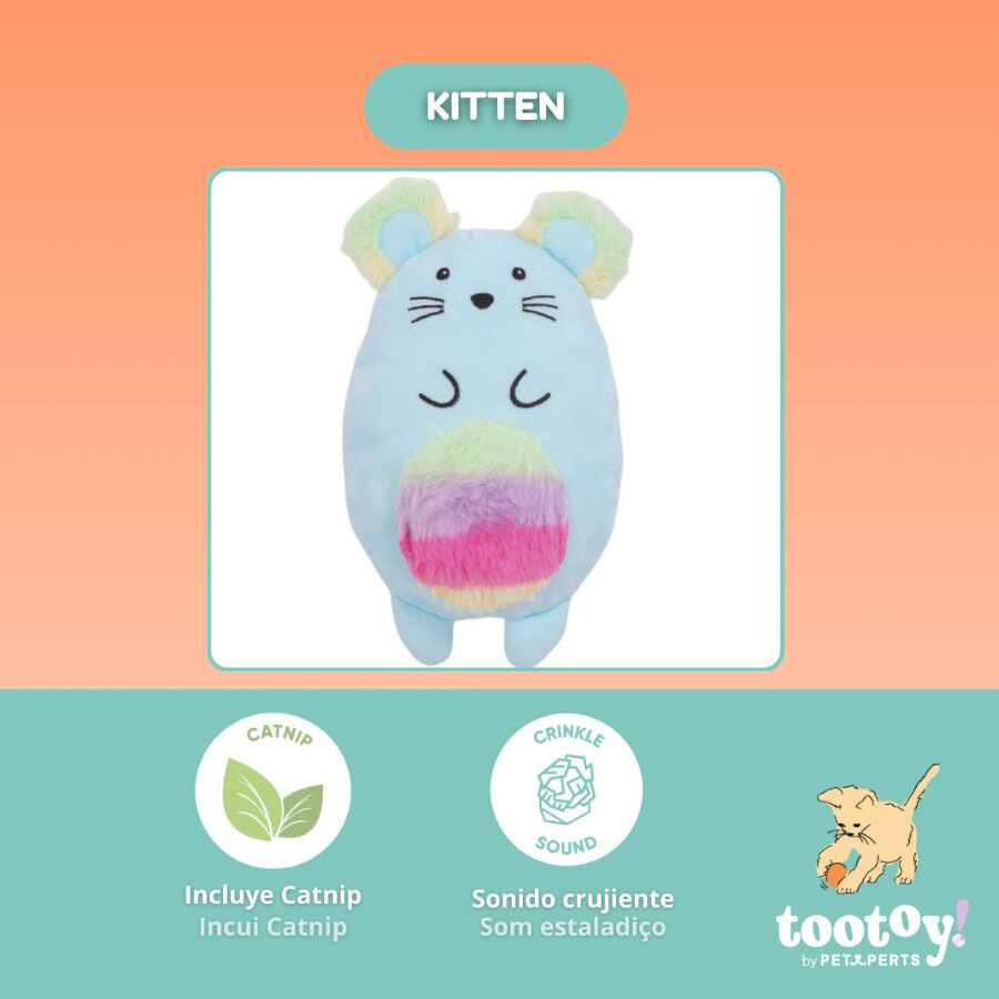 Tootoy! Peluche Rainbow Mouse Azul para gatos, , large Imagen numero 3