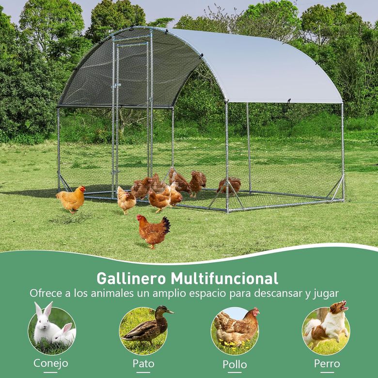 COSTWAY Gallinero de Metal Grande con Cerradura y Cubierta de Tela Oxford para gallinas thumbnail