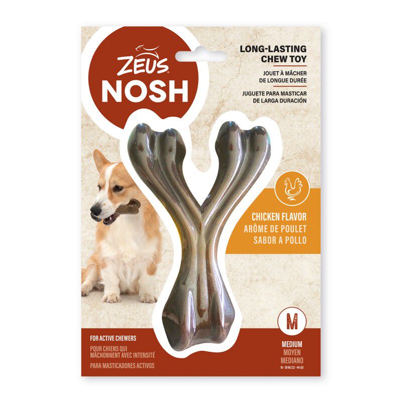 Juguete mordedor para perros Zeus Nosh Strong Hueso forma Wishbone, Sabor a Pollo , 11cm, , large Imagen numero 4