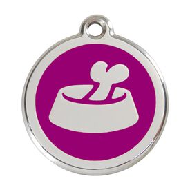 Red Dingo Placa identificativa Acero Inoxidable Esmalte Hueso en Cuenco Morado para perros