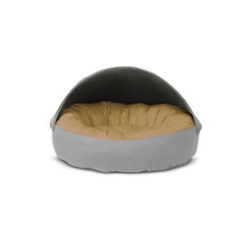 Gauty Cama Redonda para Perros y Gatos  Tela de sarga - Gris y beige