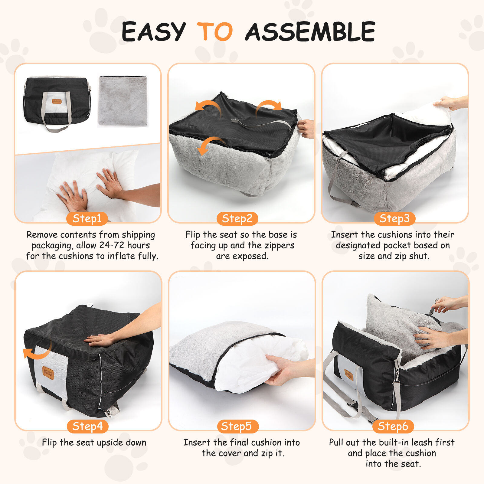 Nobleza Asiento de Coche negro con Cojín Reversible y Bolsa de Almacenamiento para Perros Pequeños thumbnail