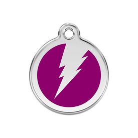 Red Dingo Placa identificativa Acero Inoxidable Esmalte Rayo Morado para perros