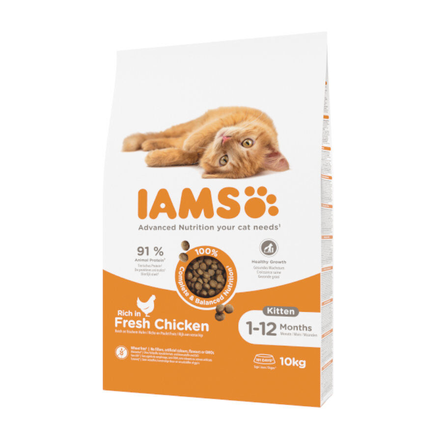 10 kg IAMS Kitten&Junior Pollo pienso para gatos, , large Imagen numero 1