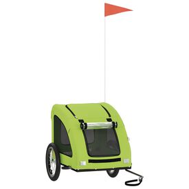 VidaXL Remolque de bicicleta hierro y tela Oxford verde para perros