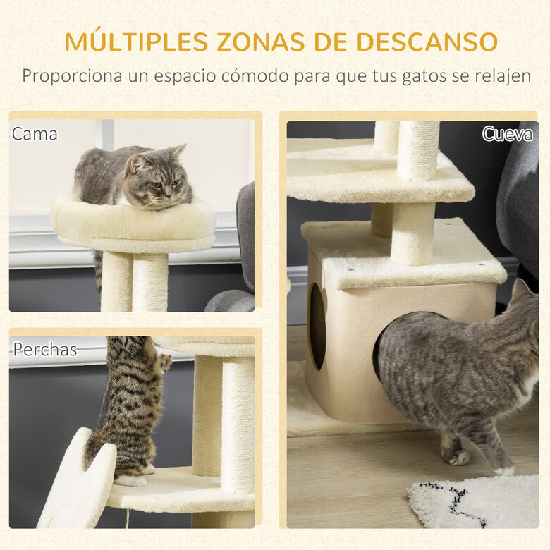 PawHut Árbol rascador pequeño con plataforma y cueva para gatos thumbnail