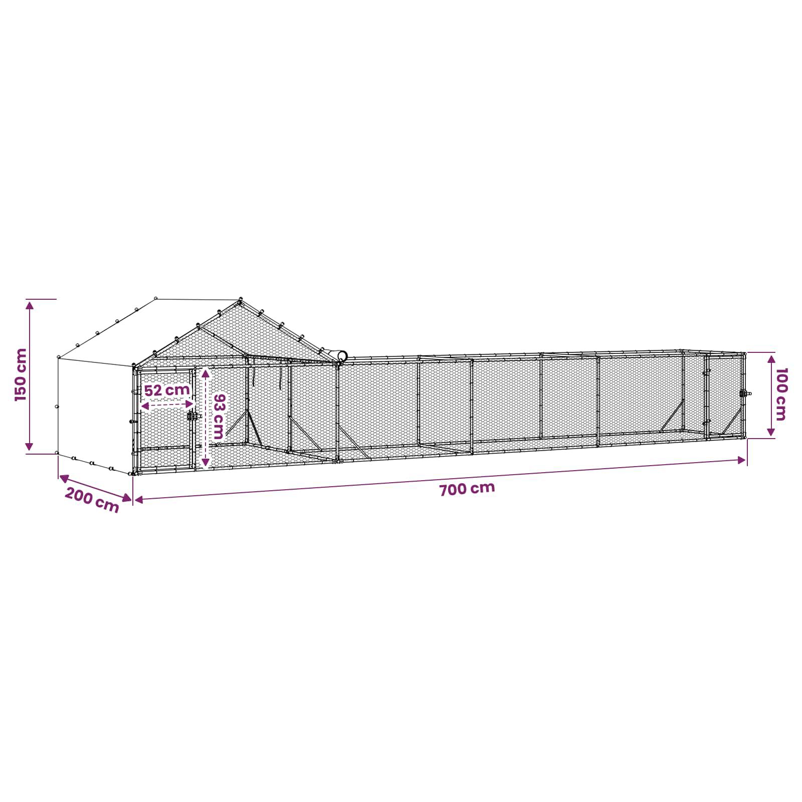 vidaXL Gallinero con techo y patio 2 uds. Plateado Acero Galvanizado de Patio, , large Imagen numero 4