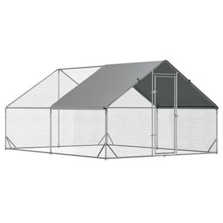 PawHut Gallinero de Acero Galvanizado Plateado