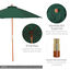 Outsunny Sombrilla Parasol con Poste Desmontable de Madera &Aacute;ngulo Ajustable Ventilaci&oacute;n Sistema de Polea para Exterior Jard&iacute;n Patio Piscina Terraza &Oslash;257x253 cm Verde Oscuro, , large indicador imagen numero 5
