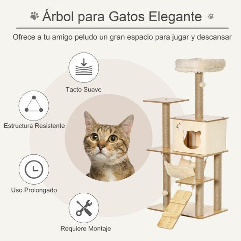 Árbol rascador para gatos Pawhut color Beige thumbnail