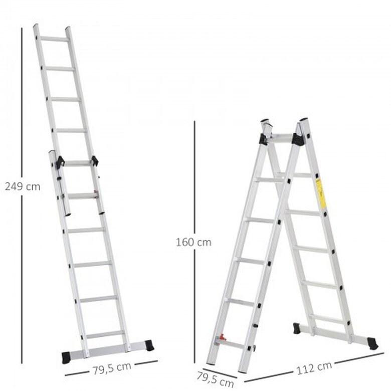 Escalera aluminio forma triangular Homcom color Gris, , large image number null