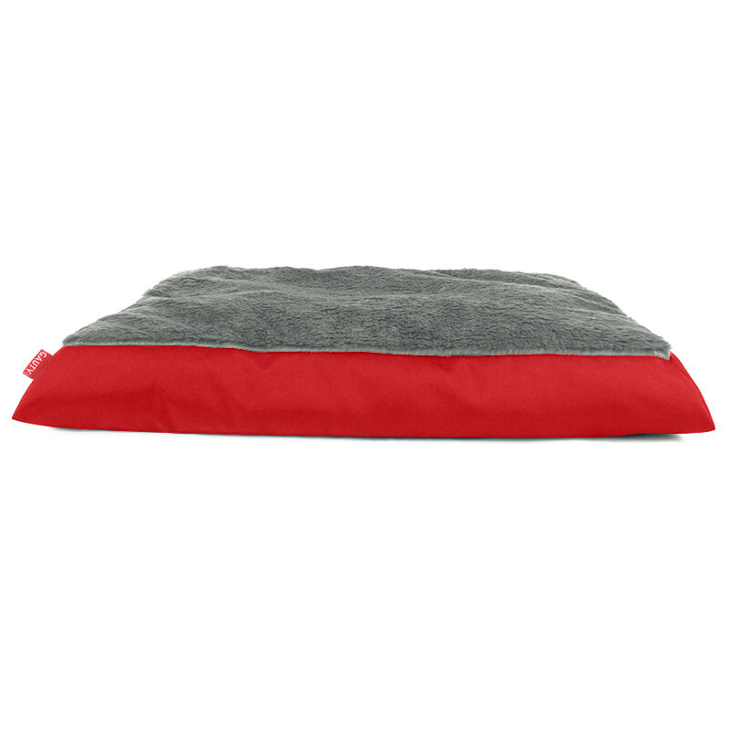 Gauty Cama Redonda para Perros y Gatos  Tela Impermeable y pelo - Rojo y gris, , large Imagen numero 1