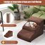 COSTWAY Rampa para Perros de 3 Niveles de Espuma, Pelda&ntilde;os para Perros Antideslizantes con Esponja de Alta Densidad, Huellas de Silicona, Escalera Suave para Perros Peque&ntilde;os y Mayores, Color Caf&eacute;, , large indicador imagen numero 2