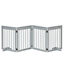 PawHut Barrera para Perros Plegable de 4 Paneles Barrera de Seguridad para Perros con Estructura de Madera y Patas de Apoyo para Pasillo Escalera 204x30x61 cm Gris Claro, , large indicador imagen numero 1