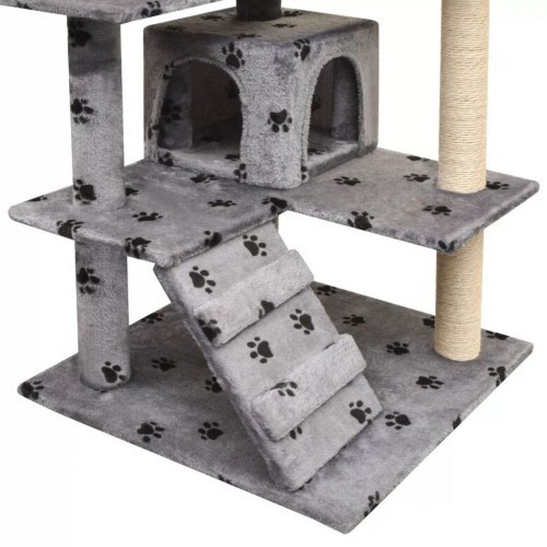 Rascador con poste rascador para gatos color Gris Huellas, , large image number null