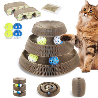 Nobleza 2 Pack Magic Arch Bridge Juguete Rascador Interactivo de Cartón con Bola de Campana para Gatos 