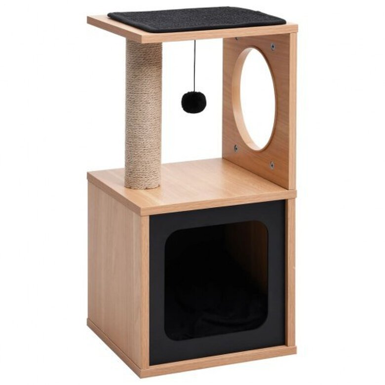 Poste rascador para gatos con alfombra de sisal color Negro, , large image number null