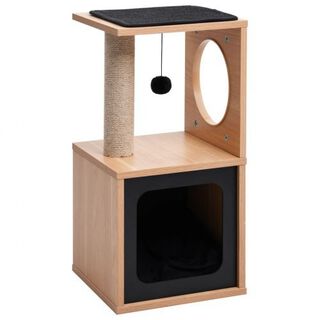 Poste rascador para gatos con alfombra de sisal color Negro