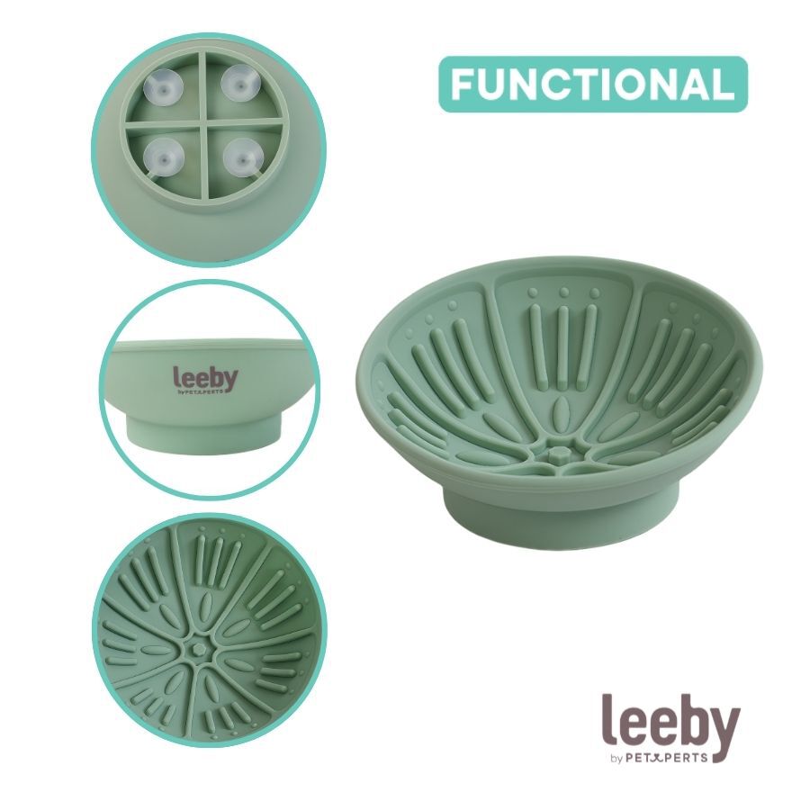 Leeby Comedero Antivoracidad Verde para perros y gatos, , large Imagen numero 3