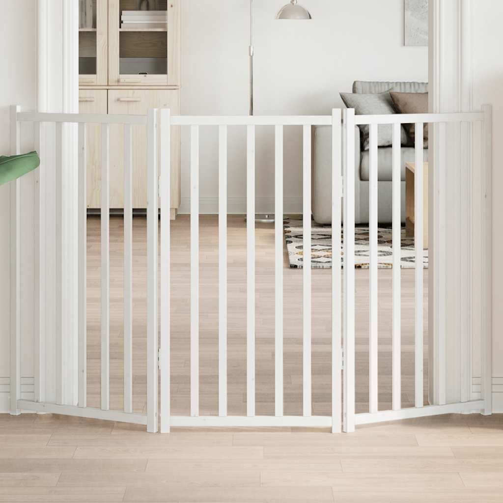 vidaXL Puerta para Perros Plegable Paneles Puerta Mascotas Madera de Álamo thumbnail