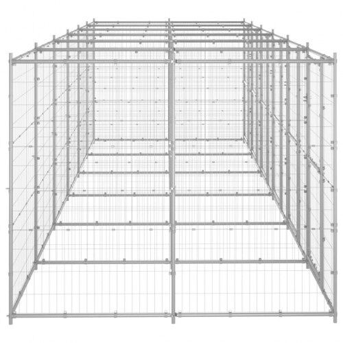 Vidaxl perrera con puertas de bisagra plateado para perros, , large Imagen numero 19