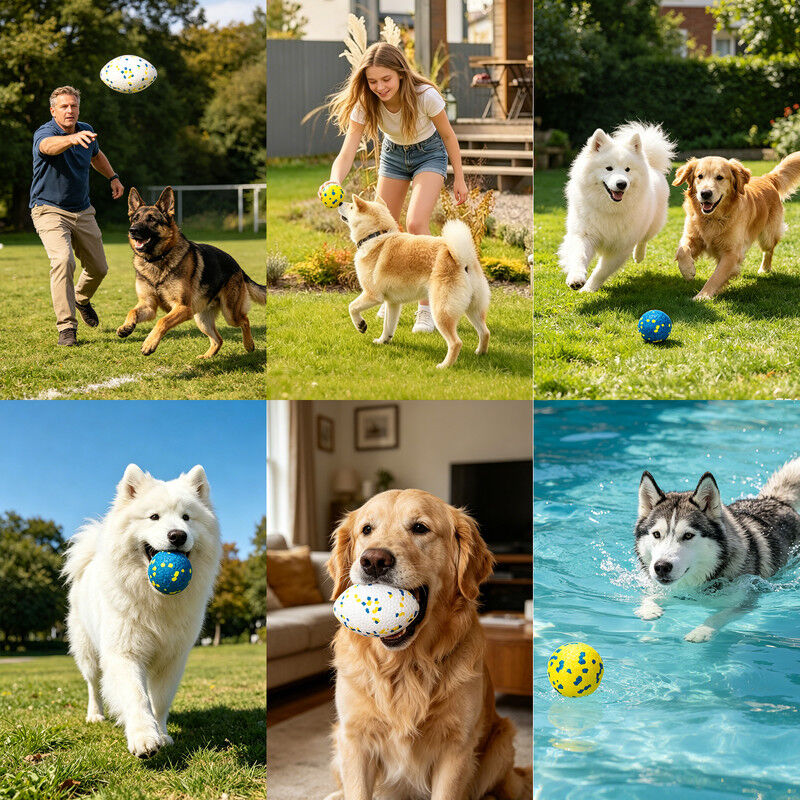 Nobleza Pack de 3 Juguetes para Perros &ndash; 2 Pelotas y 1 Bal&oacute;n de Rugby Indestructibles de Goma E-TPU, Juguete Interactivo Flotante y Limpiadientes para Perros Peque&ntilde;os, Medianos y Grandes, , large Imagen numero 3
