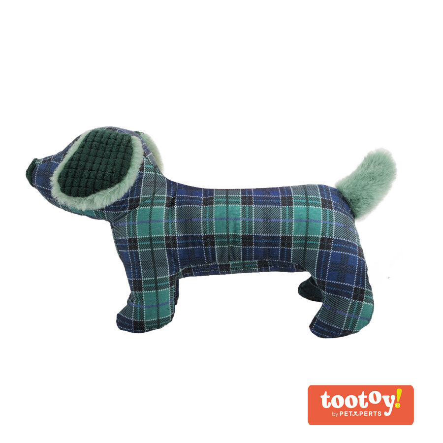 Tootoy! Tartan Dog Cuddler Blue Peluche para perros salchicha thumbnail