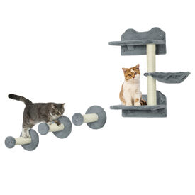 PawHut Estanterías Gris para Gatos 