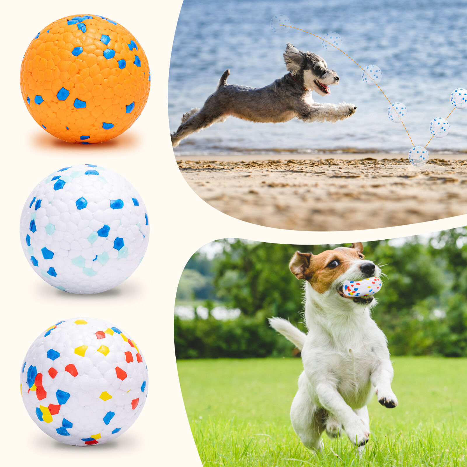 Nobleza Pelota Perro, Pack de 3 Pelota Juguete Interactiva para Perros, Pelota de goma duradera y el&aacute;stica, Apta para Perros Peque&ntilde;os Medianos Grandes, &Oslash; 6.3cm, , large Imagen numero 5