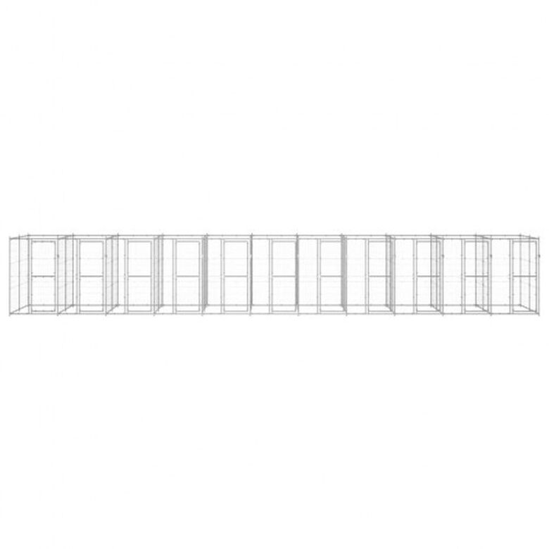 Vidaxl perrera con puertas de bisagra plateado para perros thumbnail