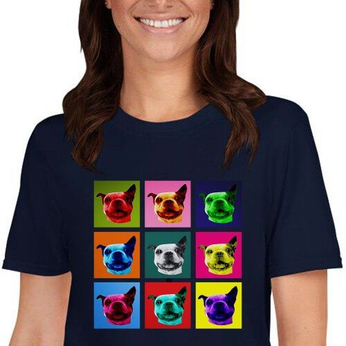 Mascochula camiseta mujer warhol personalizada con tu macota azul marino thumbnail
