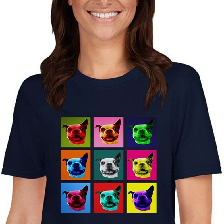 Mascochula camiseta mujer warhol personalizada con tu macota azul marino, , large image number null