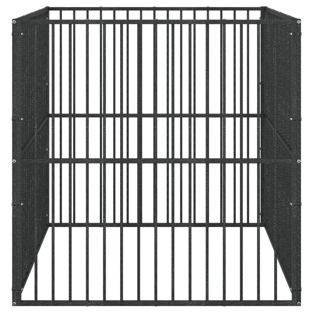 vidaXL Corralito acero galvanizado negro para Perros thumbnail